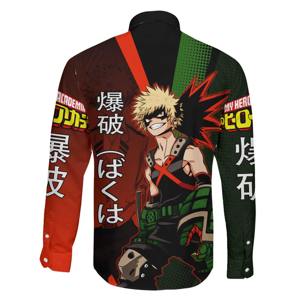 Katsuki Bakugo Dynamight Family Matching Summer Maxi Dress and Hawaiian Shirt Japanese Comic Book Style