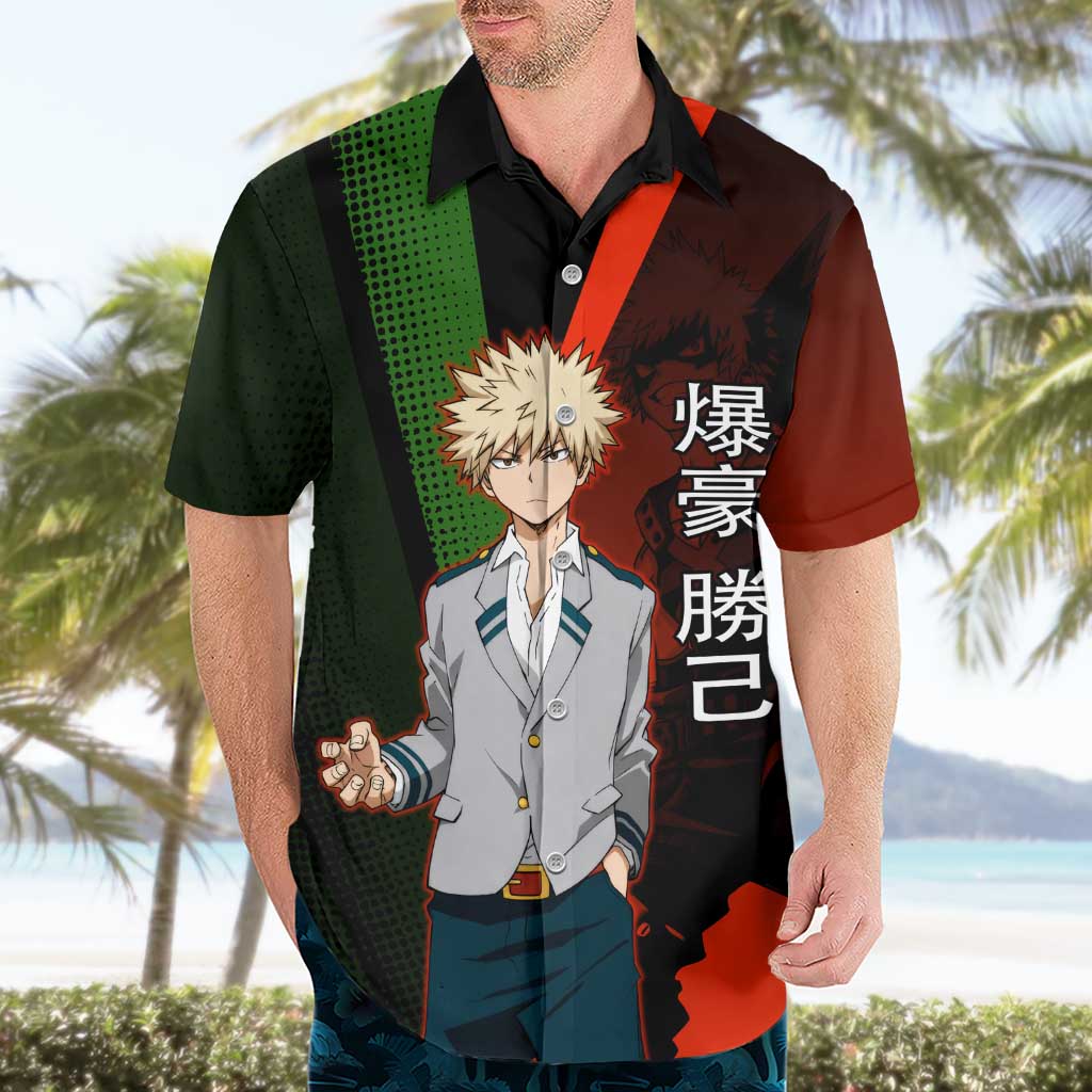 Katsuki Bakugo Dynamight Hawaiian Shirt Japanese Comic Book Style