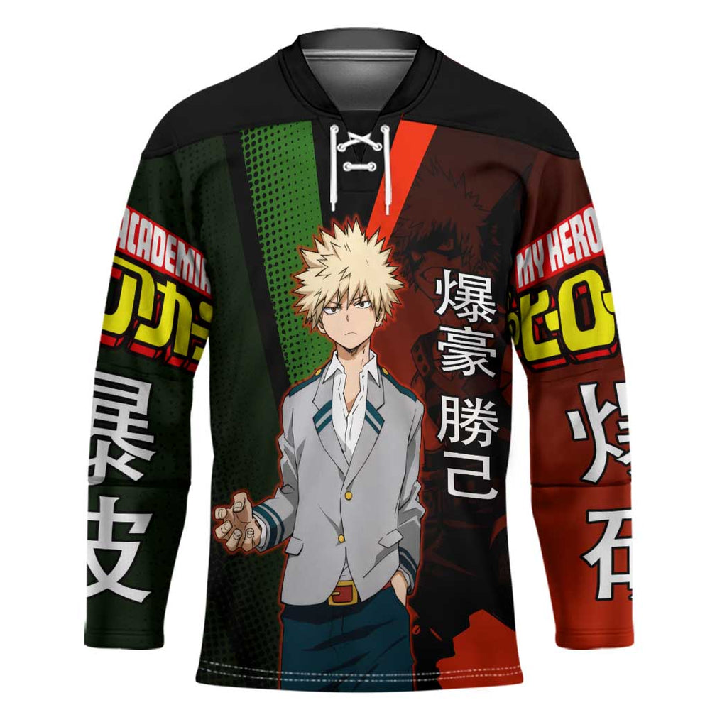 Katsuki Bakugo Dynamight Hockey Jersey Japanese Comic Book Style