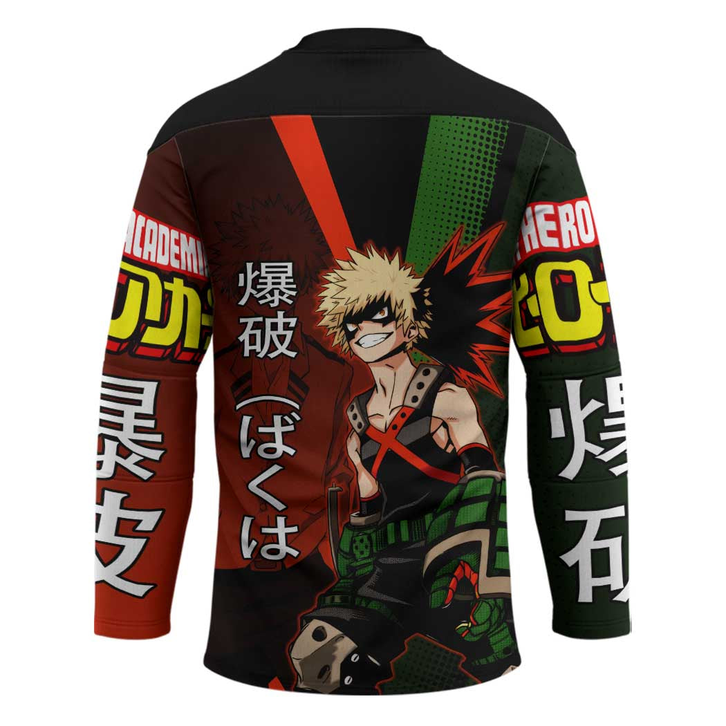 Katsuki Bakugo Dynamight Hockey Jersey Japanese Comic Book Style