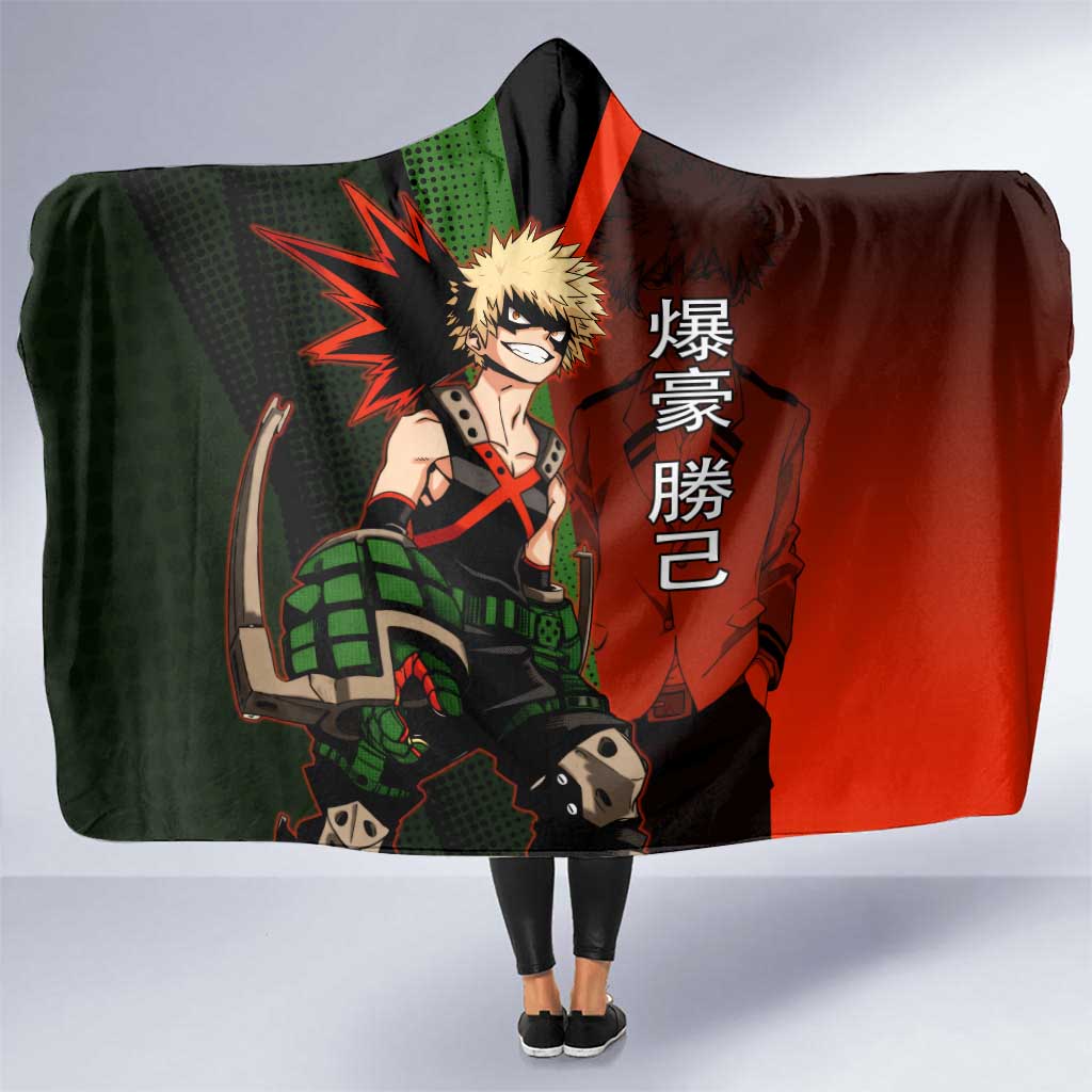 Katsuki Bakugo Dynamight Hooded Blanket Japanese Comic Book Style