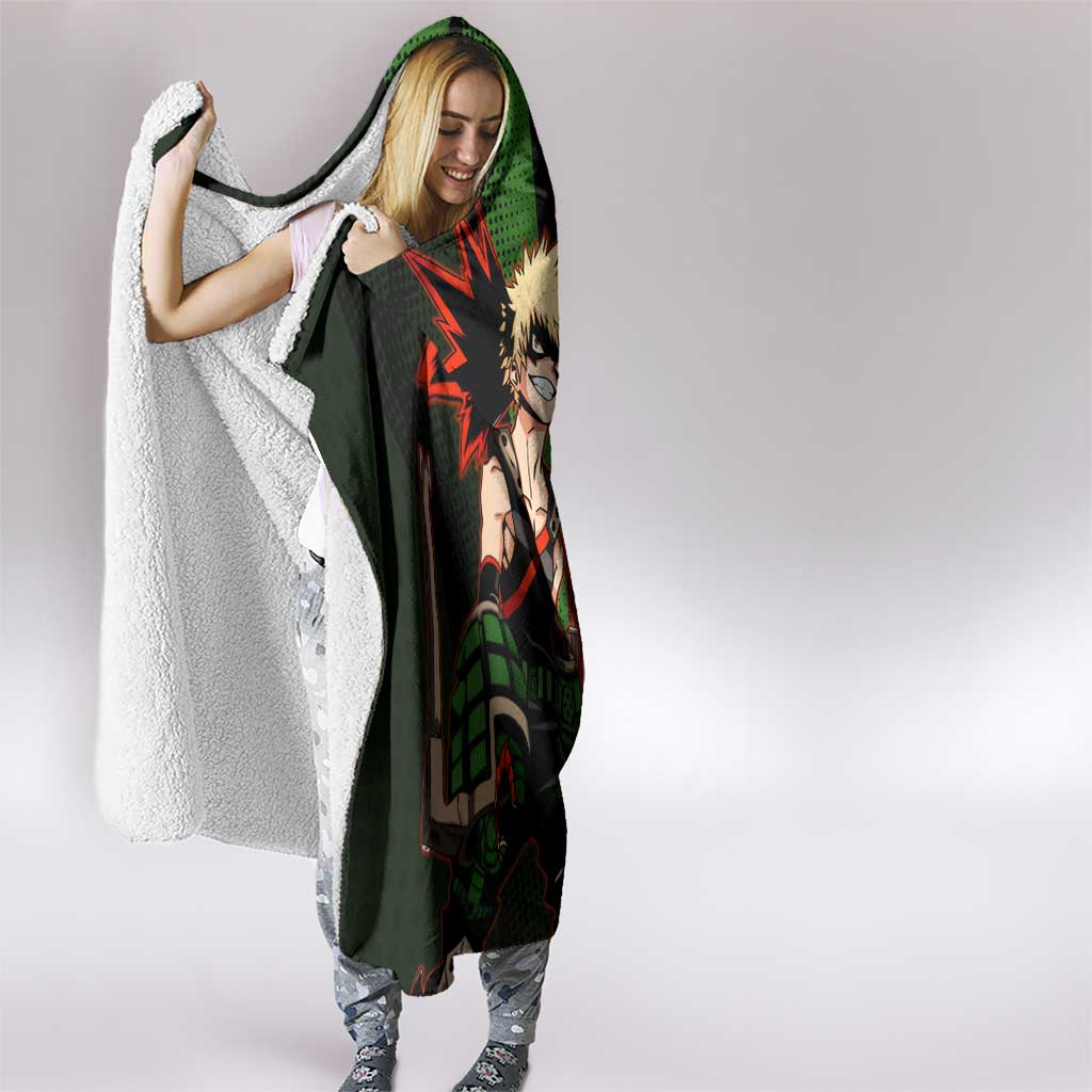 Katsuki Bakugo Dynamight Hooded Blanket Japanese Comic Book Style