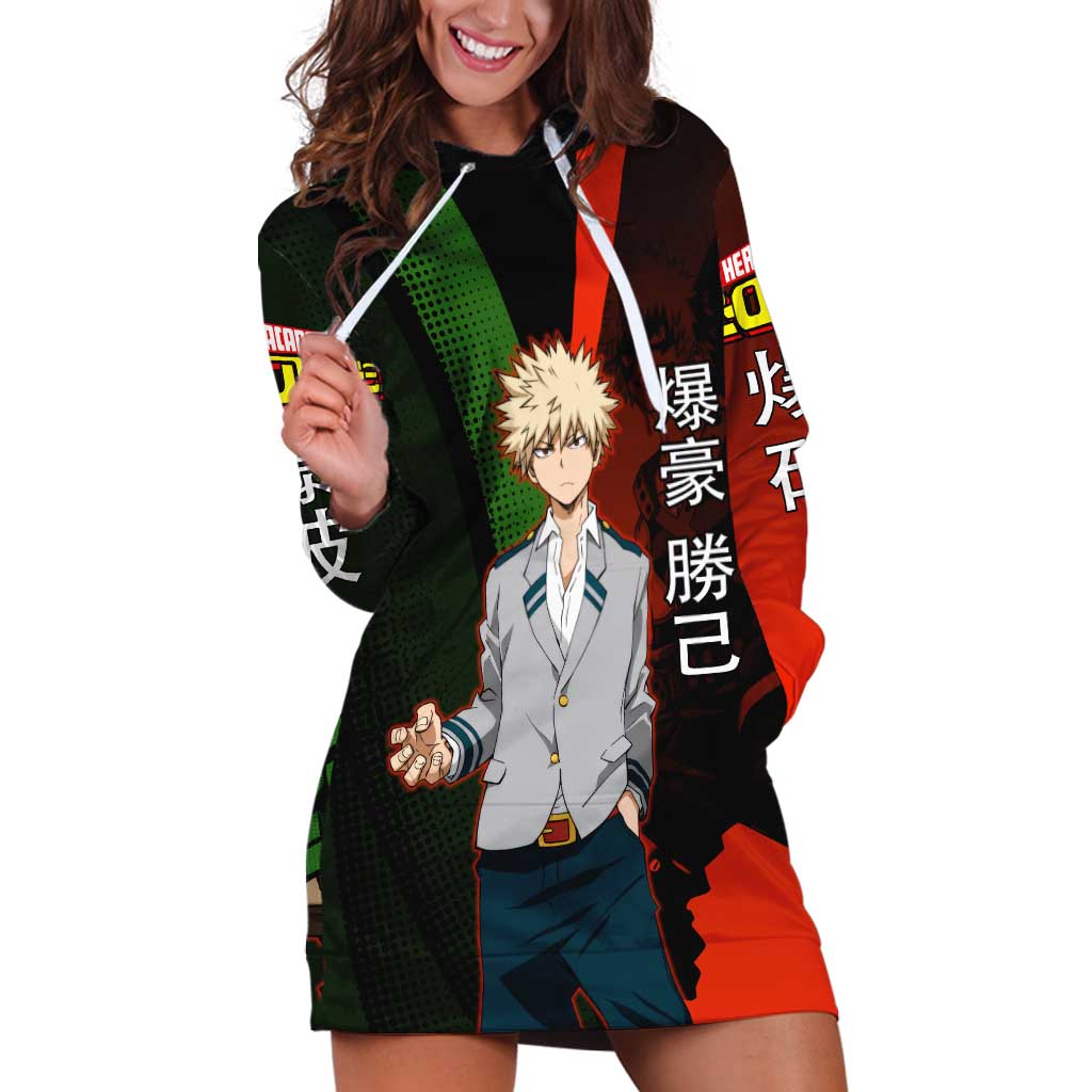 Katsuki Bakugo Dynamight Hoodie Dress Japanese Comic Book Style