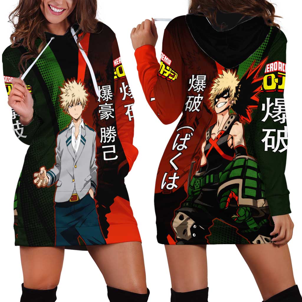 Katsuki Bakugo Dynamight Hoodie Dress Japanese Comic Book Style