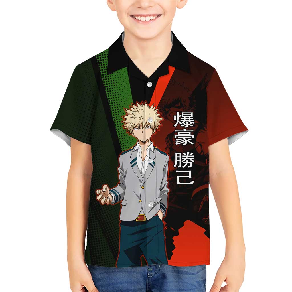 Katsuki Bakugo Dynamight Kid Hawaiian Shirt Japanese Comic Book Style