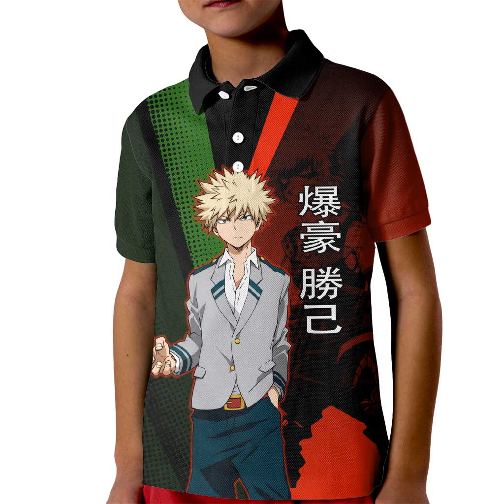 Katsuki Bakugo Dynamight Kid Polo Shirt Japanese Comic Book Style