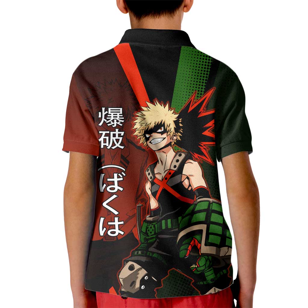Katsuki Bakugo Dynamight Kid Polo Shirt Japanese Comic Book Style