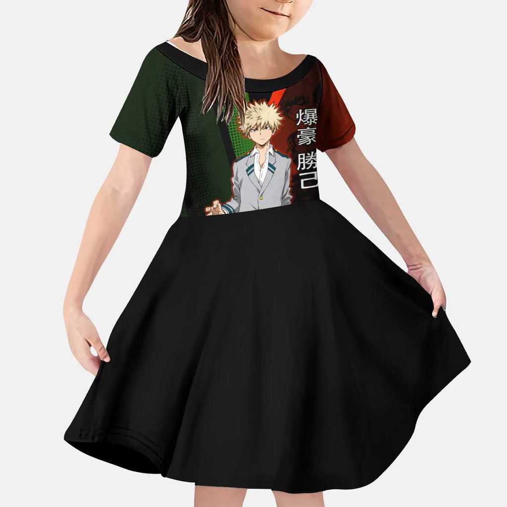 Katsuki Bakugo Dynamight Kid Short Sleeve Dress Japanese Comic Book Style