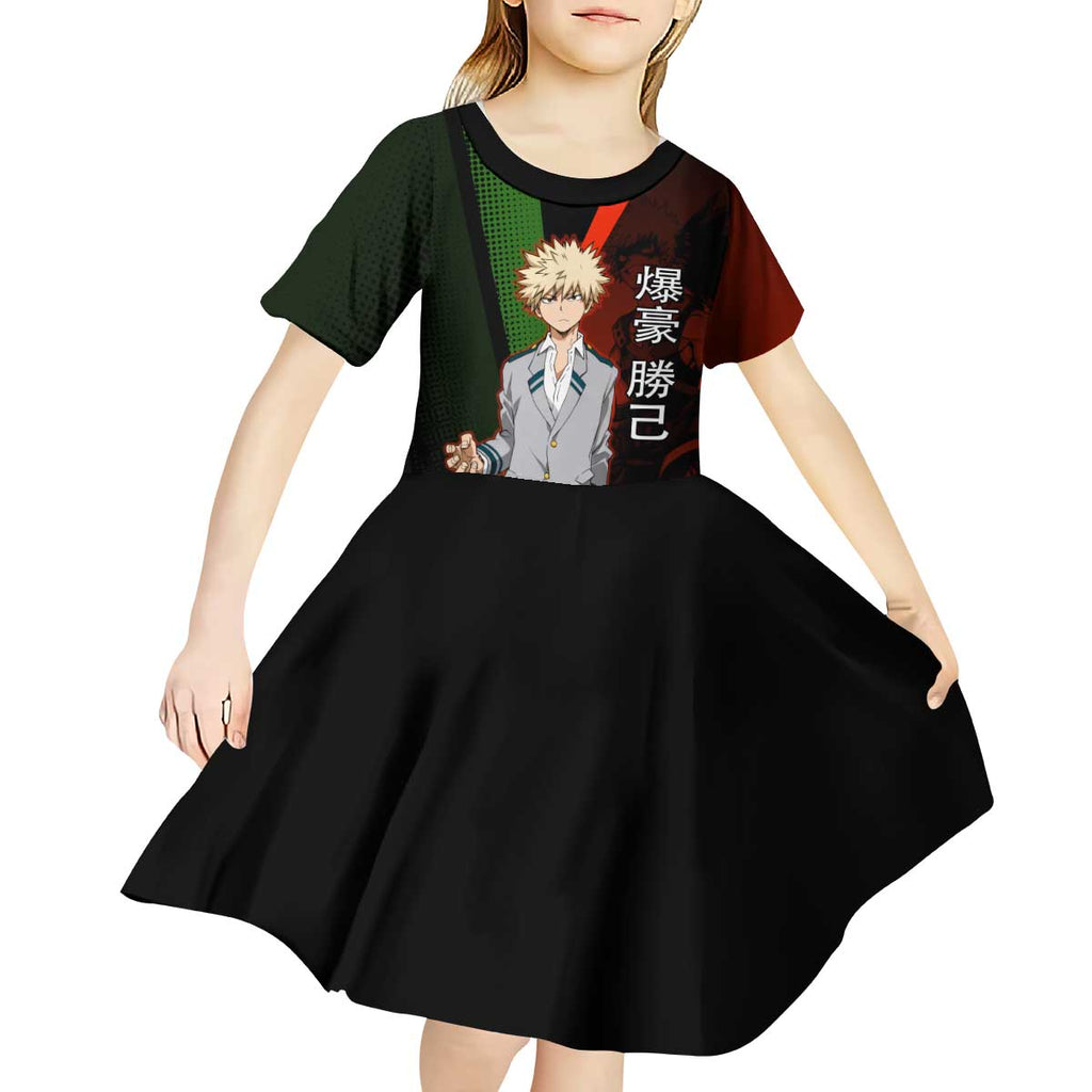 Katsuki Bakugo Dynamight Kid Short Sleeve Dress Japanese Comic Book Style