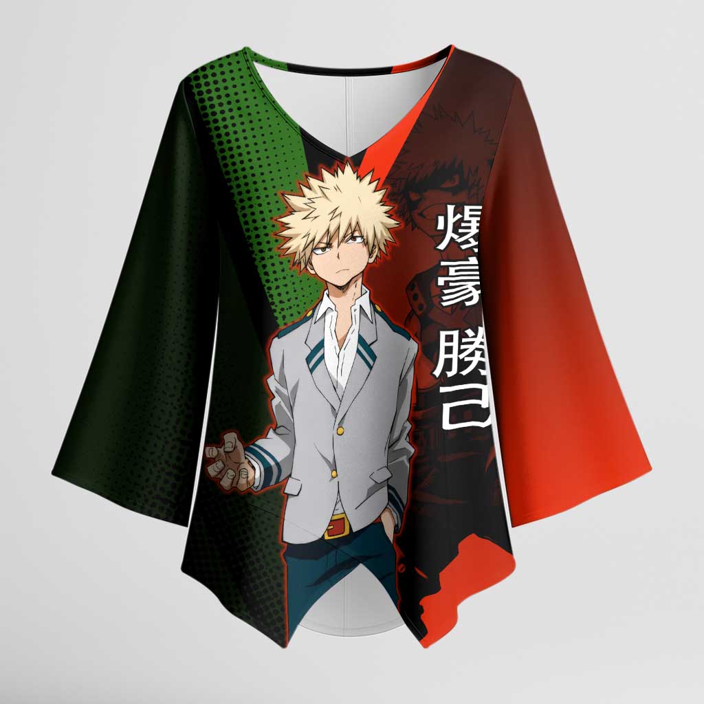 Katsuki Bakugo Dynamight Kimono Sleeve Blouse Japanese Comic Book Style