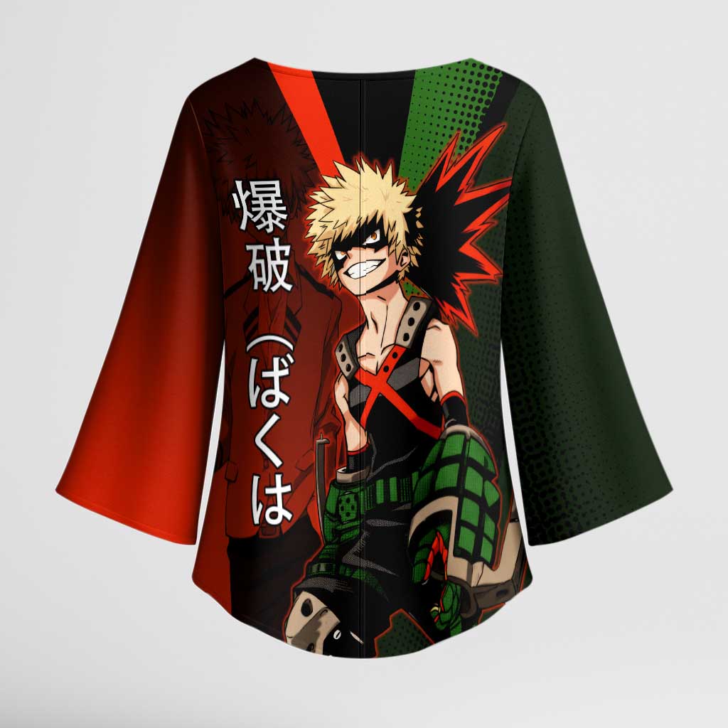 Katsuki Bakugo Dynamight Kimono Sleeve Blouse Japanese Comic Book Style