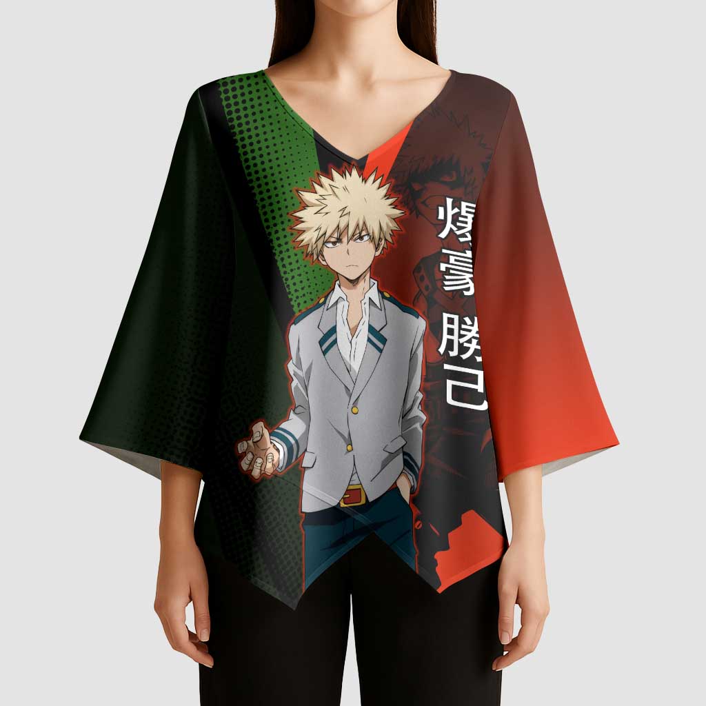 Katsuki Bakugo Dynamight Kimono Sleeve Blouse Japanese Comic Book Style