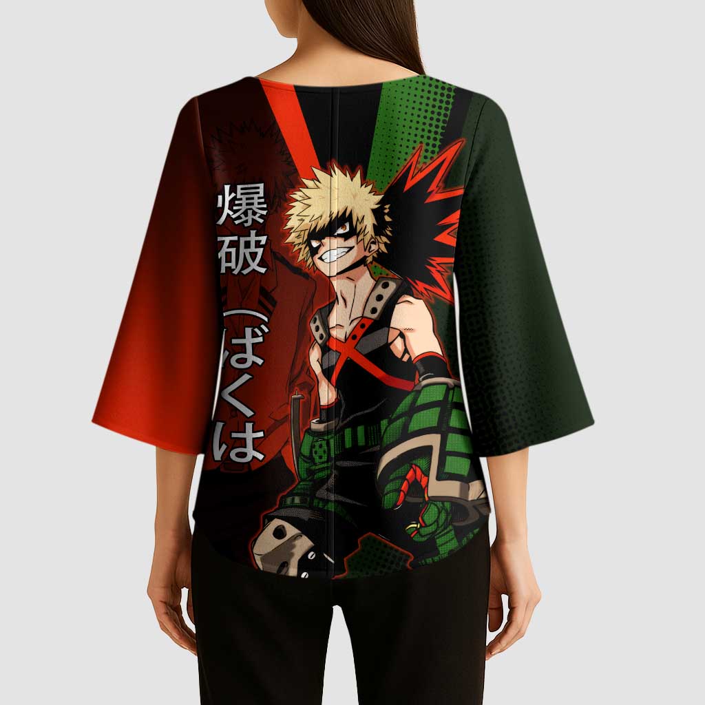Katsuki Bakugo Dynamight Kimono Sleeve Blouse Japanese Comic Book Style