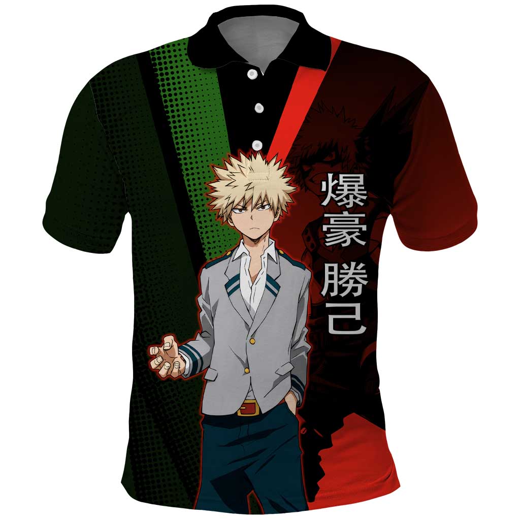 Katsuki Bakugo Dynamight Polo Shirt Japanese Comic Book Style