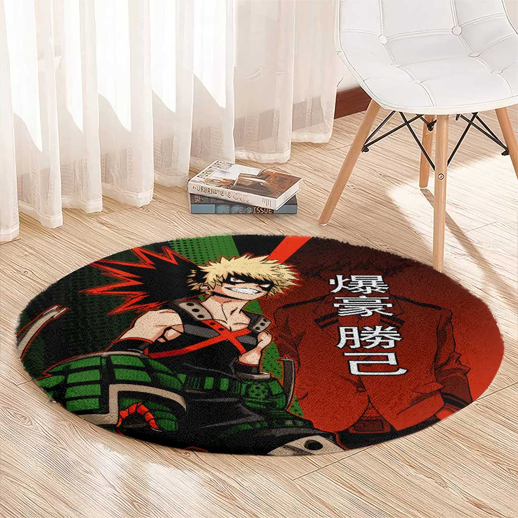 Katsuki Bakugo Dynamight Round Carpet Japanese Comic Book Style