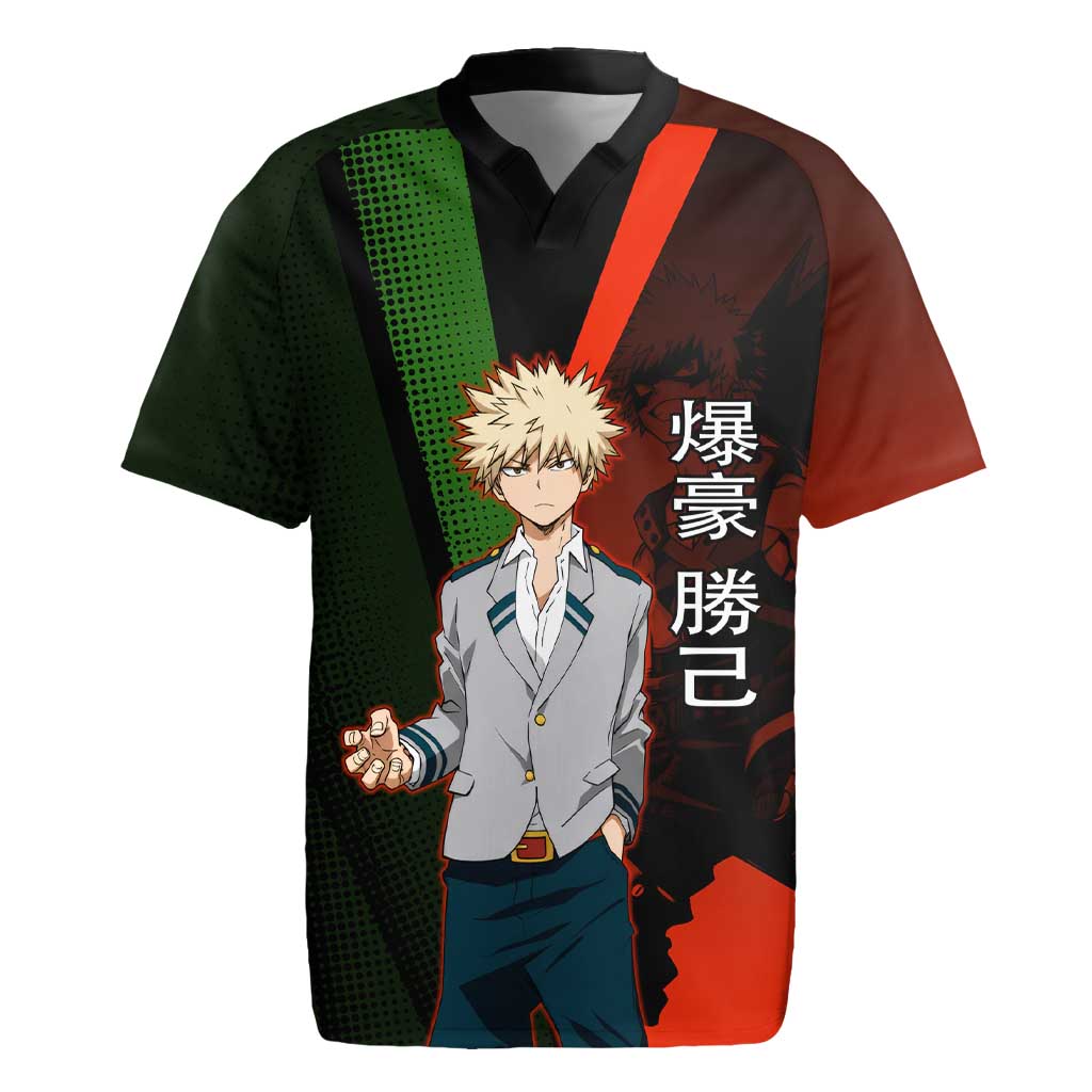 Katsuki Bakugo Dynamight Rugby Jersey Japanese Comic Book Style