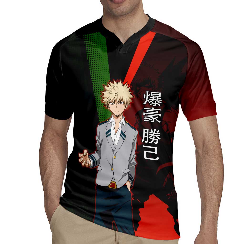 Katsuki Bakugo Dynamight Rugby Jersey Japanese Comic Book Style