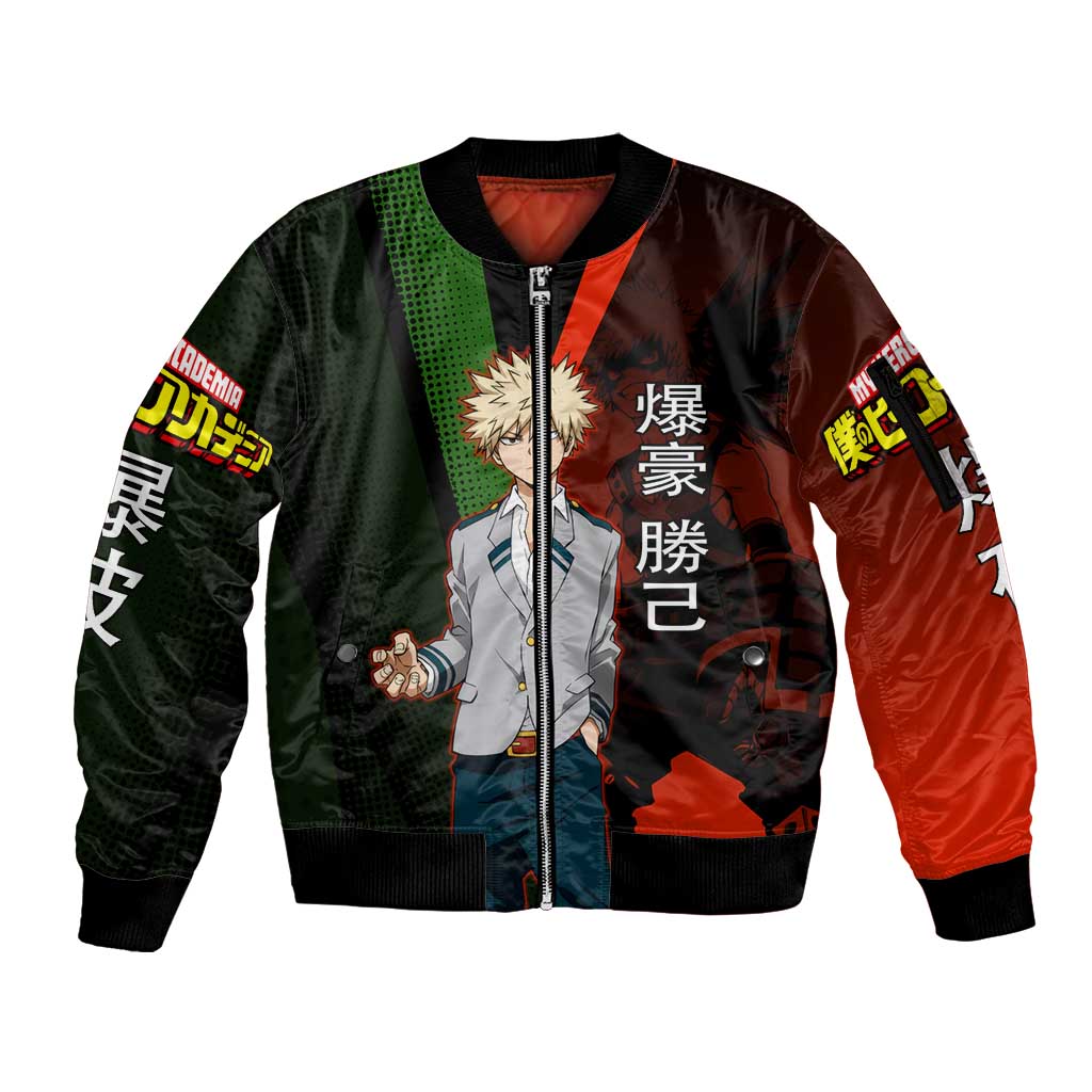 Katsuki Bakugo Dynamight Sleeve Zip Bomber Jacket Japanese Comic Book Style