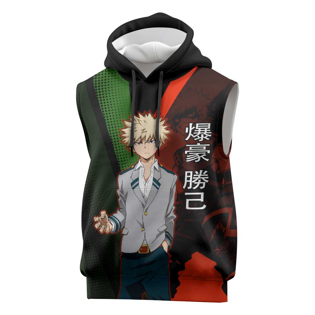 Katsuki Bakugo Dynamight Sleeveless Hoodie Japanese Comic Book Style