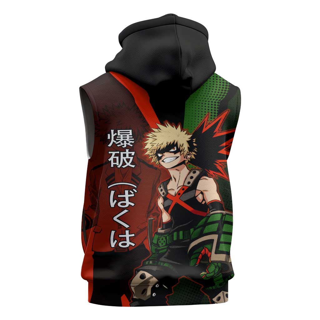 Katsuki Bakugo Dynamight Sleeveless Hoodie Japanese Comic Book Style