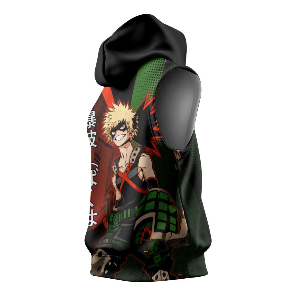 Katsuki Bakugo Dynamight Sleeveless Hoodie Japanese Comic Book Style
