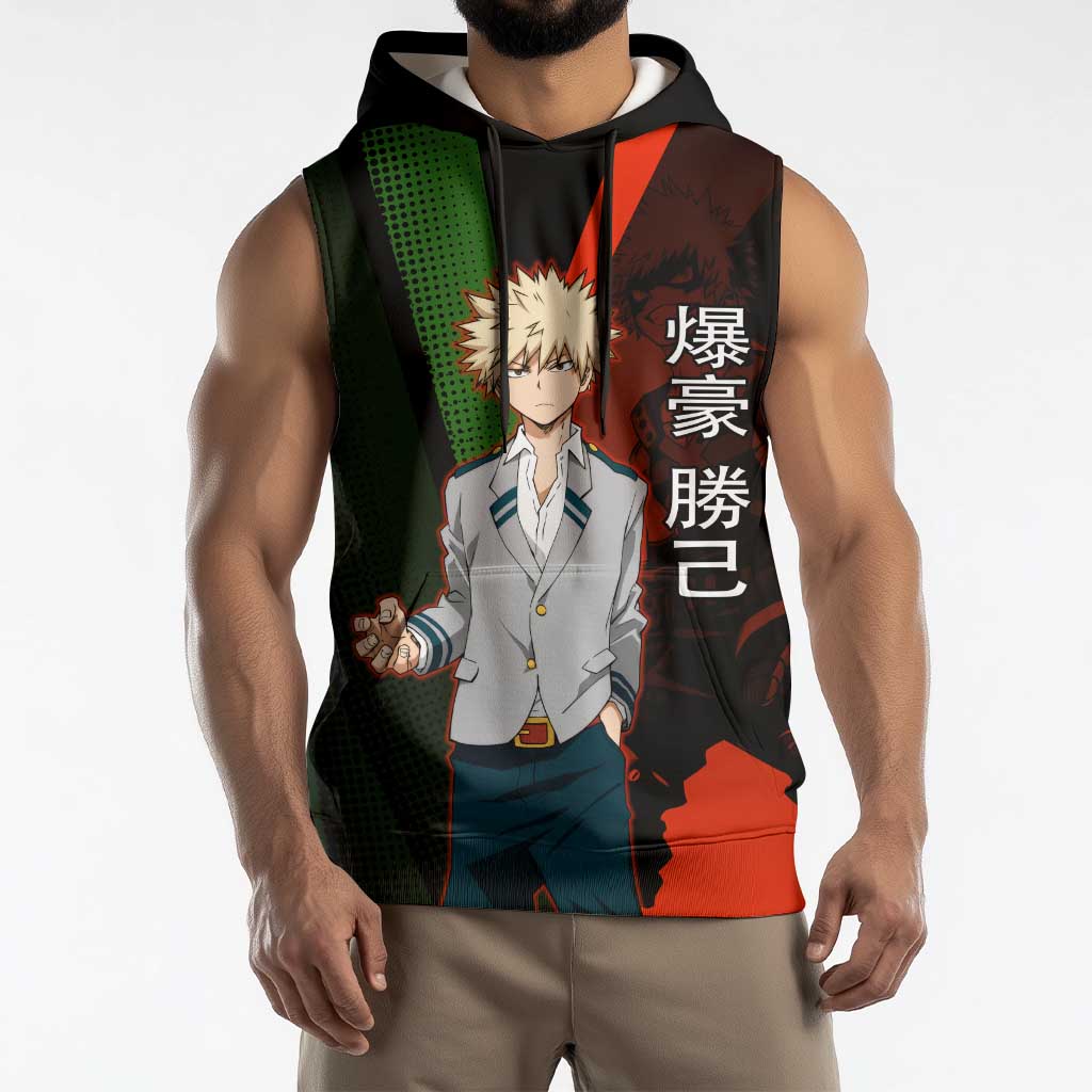 Katsuki Bakugo Dynamight Sleeveless Hoodie Japanese Comic Book Style