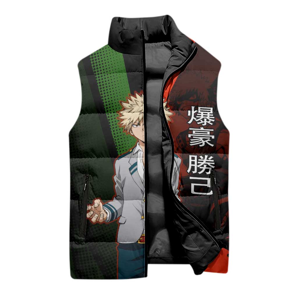 Katsuki Bakugo Dynamight Sleeveless Puffer Jacket Japanese Comic Book Style