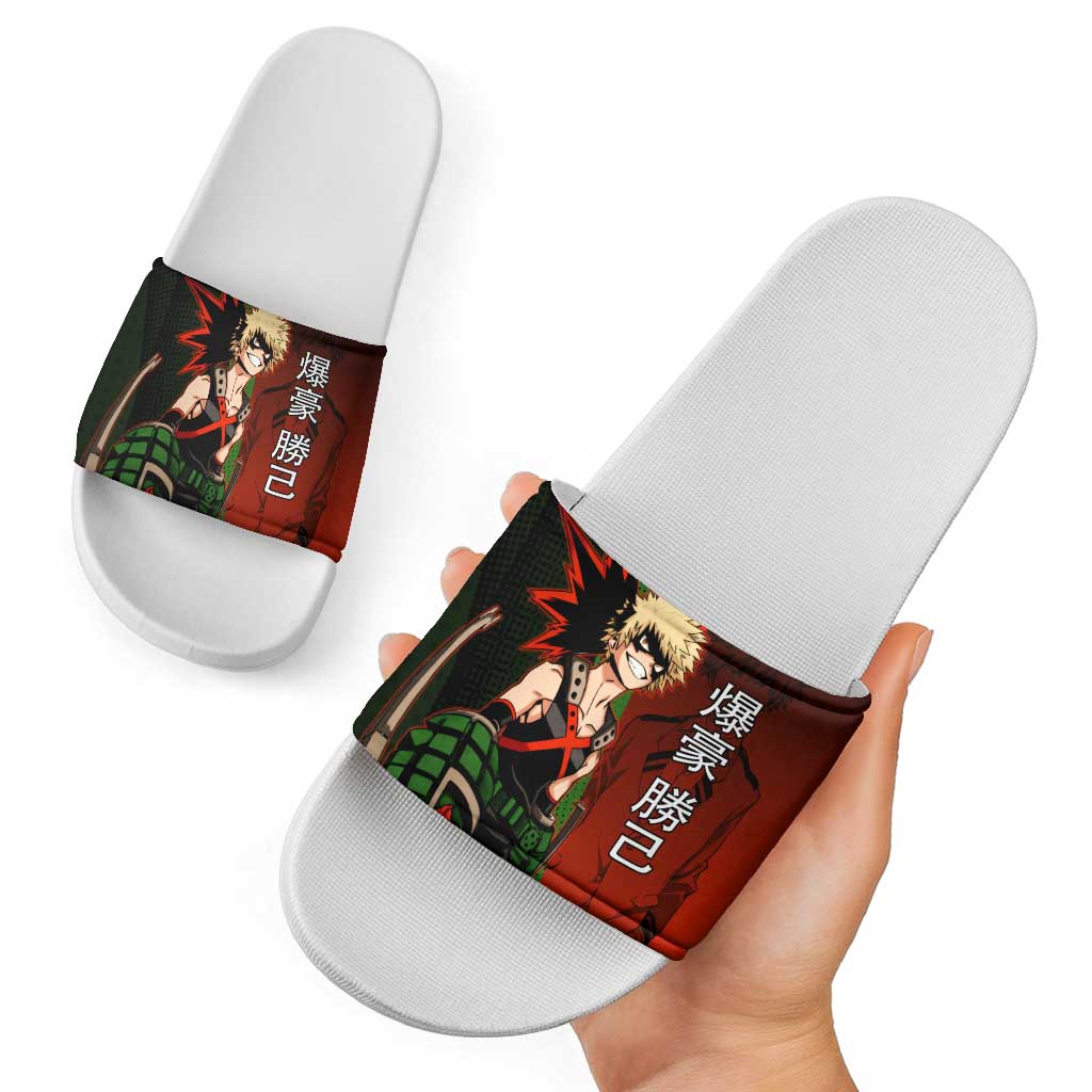 Katsuki Bakugo Dynamight Slide Sandals Japanese Comic Book Style