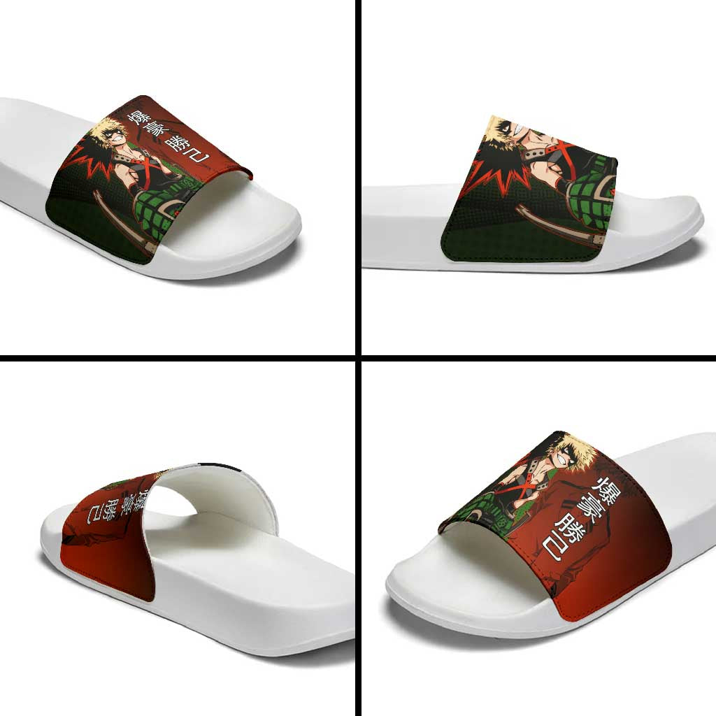 Katsuki Bakugo Dynamight Slide Sandals Japanese Comic Book Style