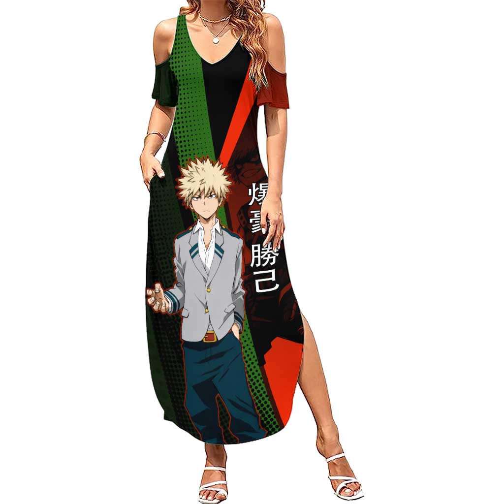 Katsuki Bakugo Dynamight Summer Maxi Dress Japanese Comic Book Style