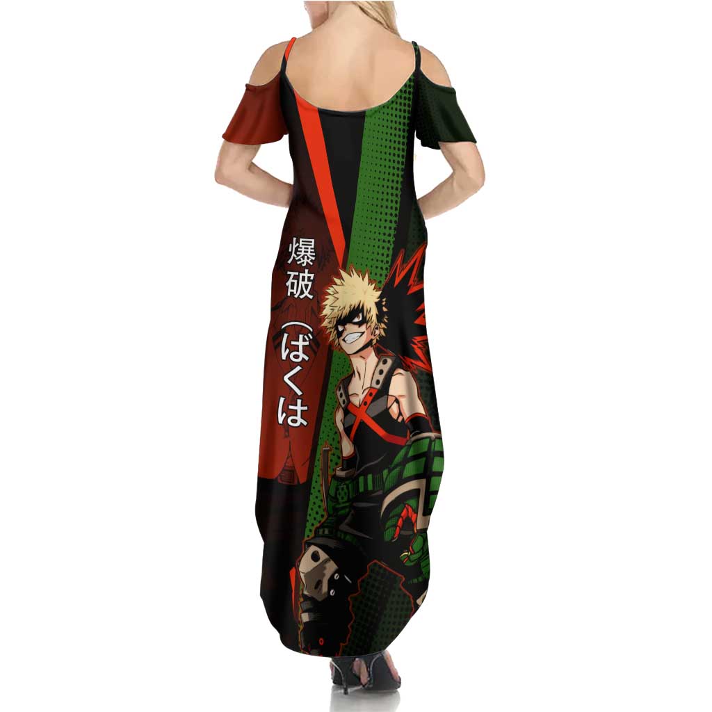 Katsuki Bakugo Dynamight Summer Maxi Dress Japanese Comic Book Style
