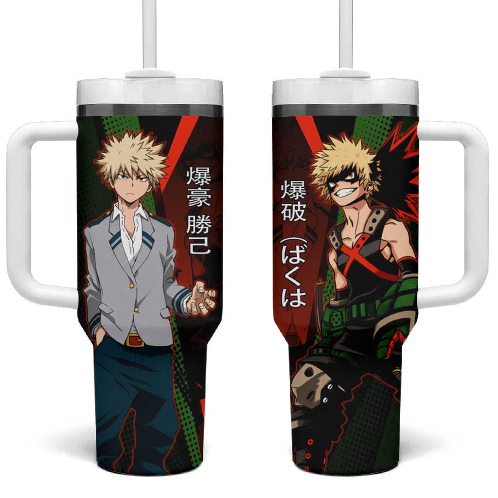 Katsuki Bakugo Dynamight Tumbler With Handle Japanese Comic Book Style