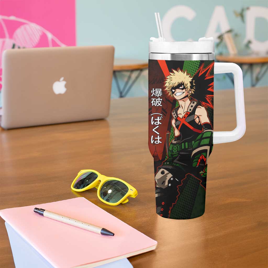 Katsuki Bakugo Dynamight Tumbler With Handle Japanese Comic Book Style