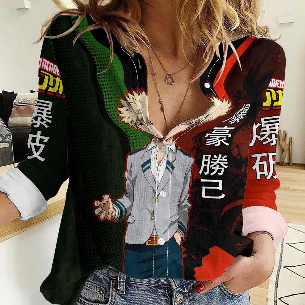 Katsuki Bakugo Dynamight Women Casual Shirt Japanese Comic Book Style