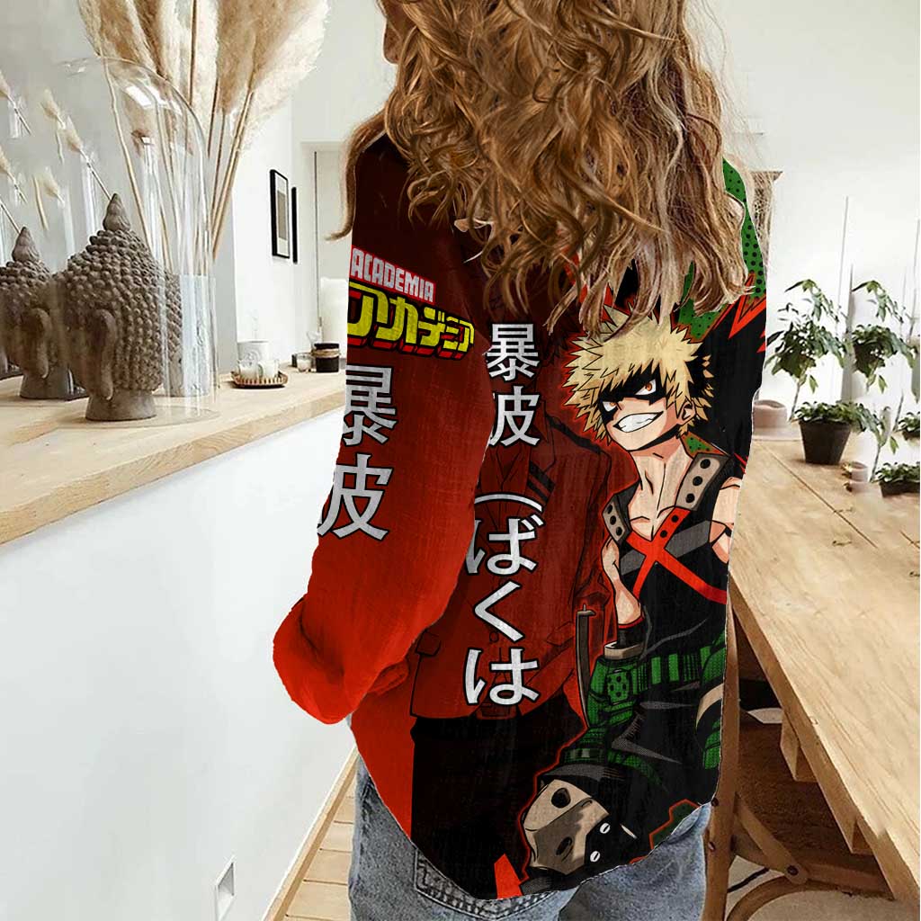 Katsuki Bakugo Dynamight Women Casual Shirt Japanese Comic Book Style