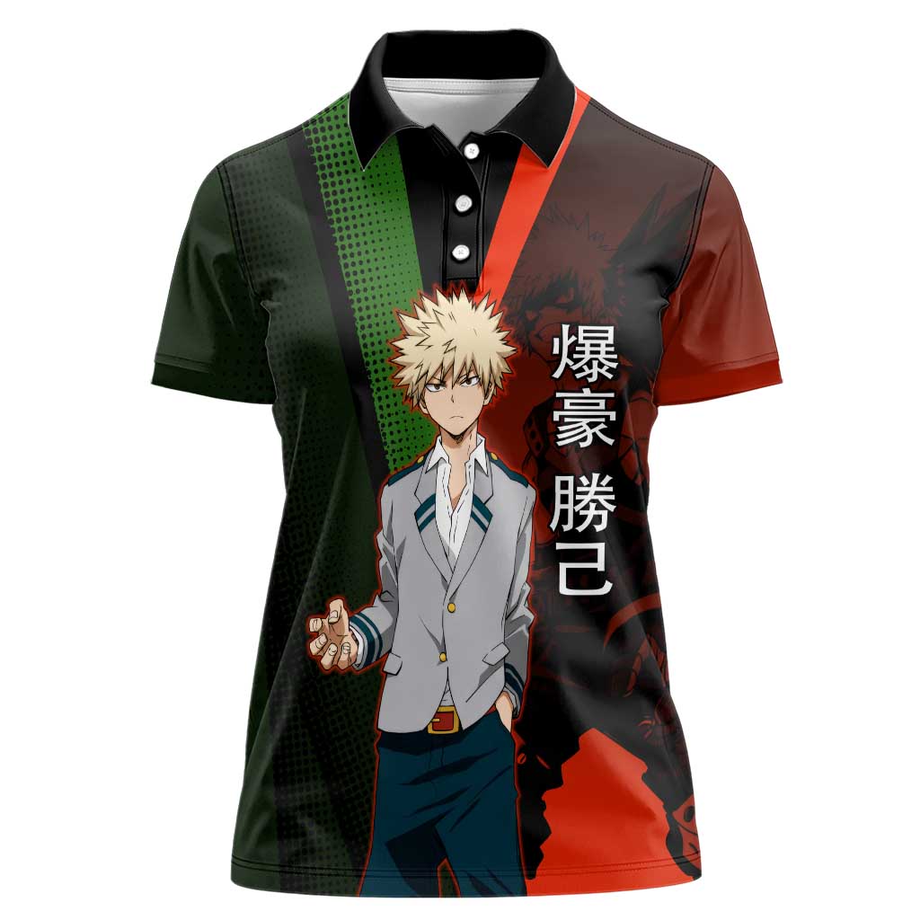 Katsuki Bakugo Dynamight Women Polo Shirt Japanese Comic Book Style
