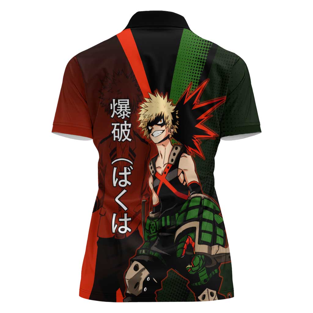 Katsuki Bakugo Dynamight Women Polo Shirt Japanese Comic Book Style