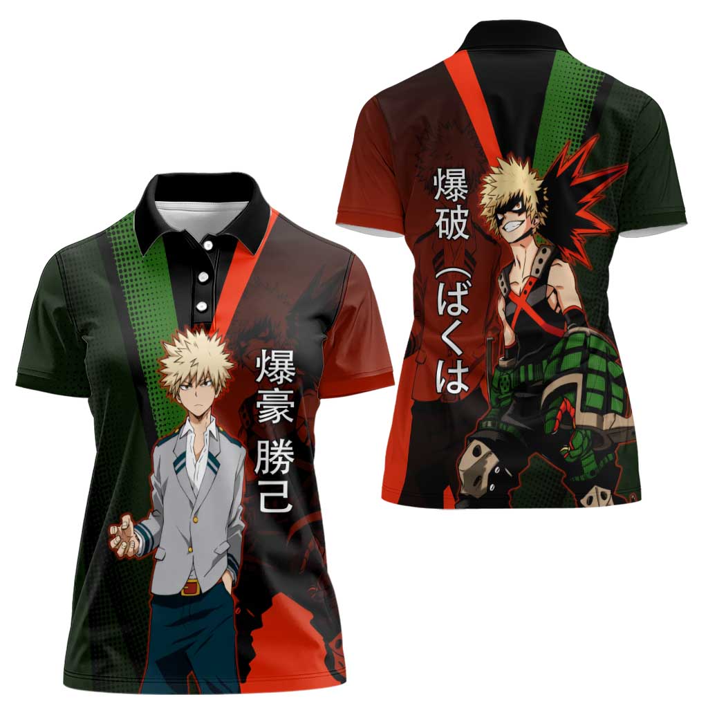 Katsuki Bakugo Dynamight Women Polo Shirt Japanese Comic Book Style