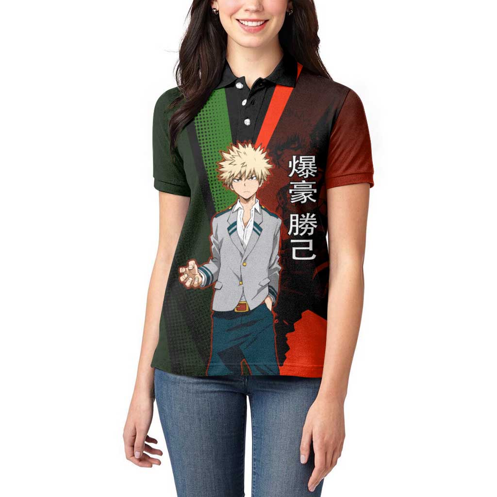 Katsuki Bakugo Dynamight Women Polo Shirt Japanese Comic Book Style