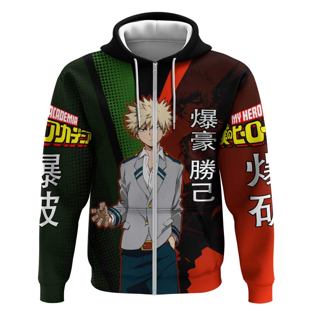 Katsuki Bakugo Dynamight Zip Hoodie Japanese Comic Book Style