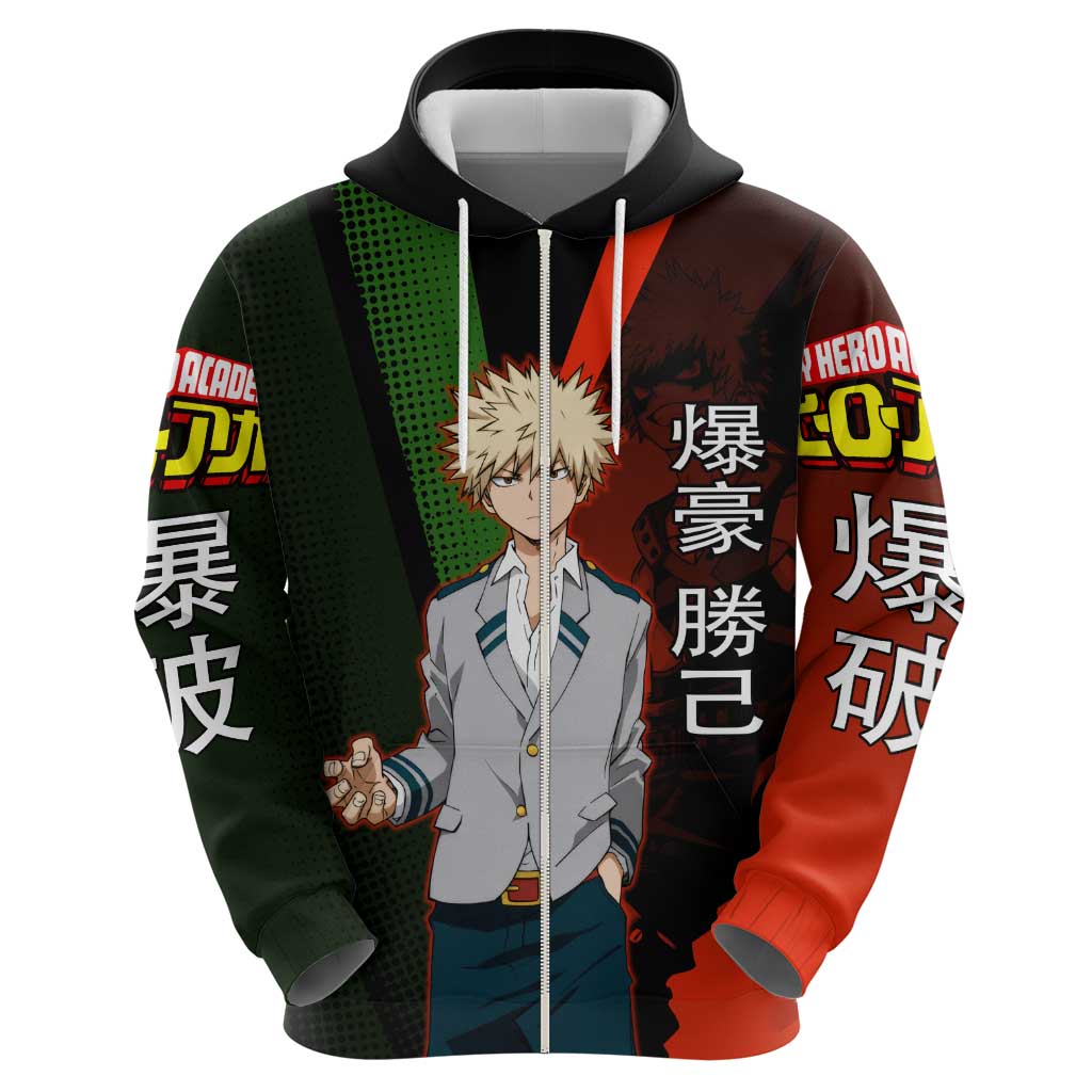 Katsuki Bakugo Dynamight Zip Hoodie Japanese Comic Book Style