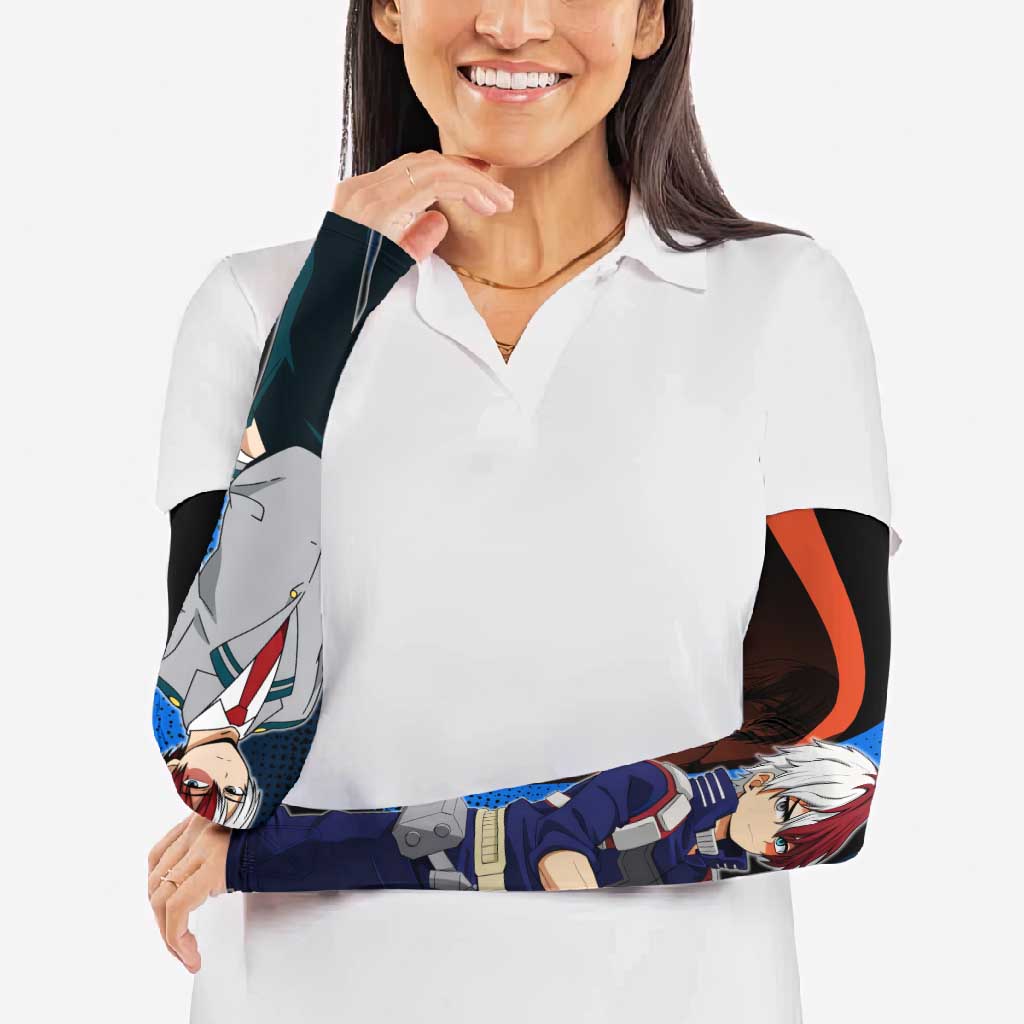 Shoto Todoroki Half-Cold Half-Hot Arm Sleeves Japanese Comic Book Style