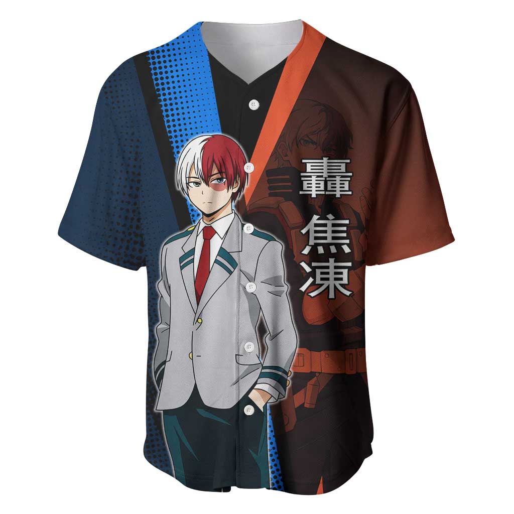 Shoto Todoroki Half-Cold Half-Hot Baseball Jersey Japanese Comic Book Style