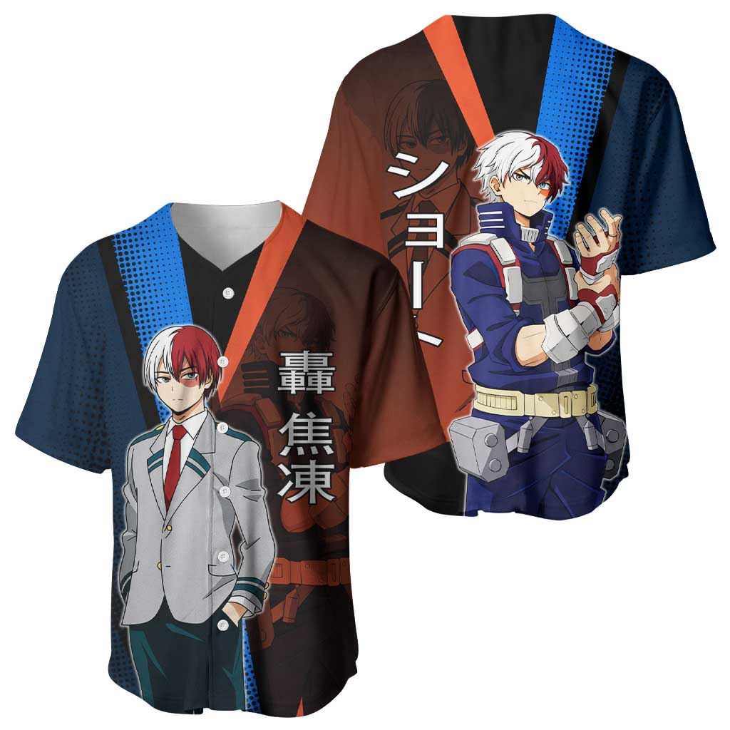 Shoto Todoroki Half-Cold Half-Hot Baseball Jersey Japanese Comic Book Style