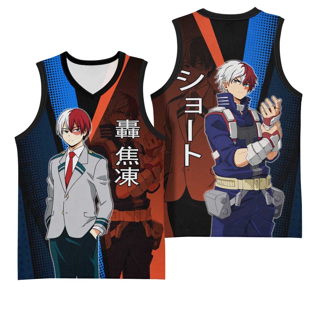 Shoto Todoroki Half-Cold Half-Hot Basketball Jersey Japanese Comic Book Style