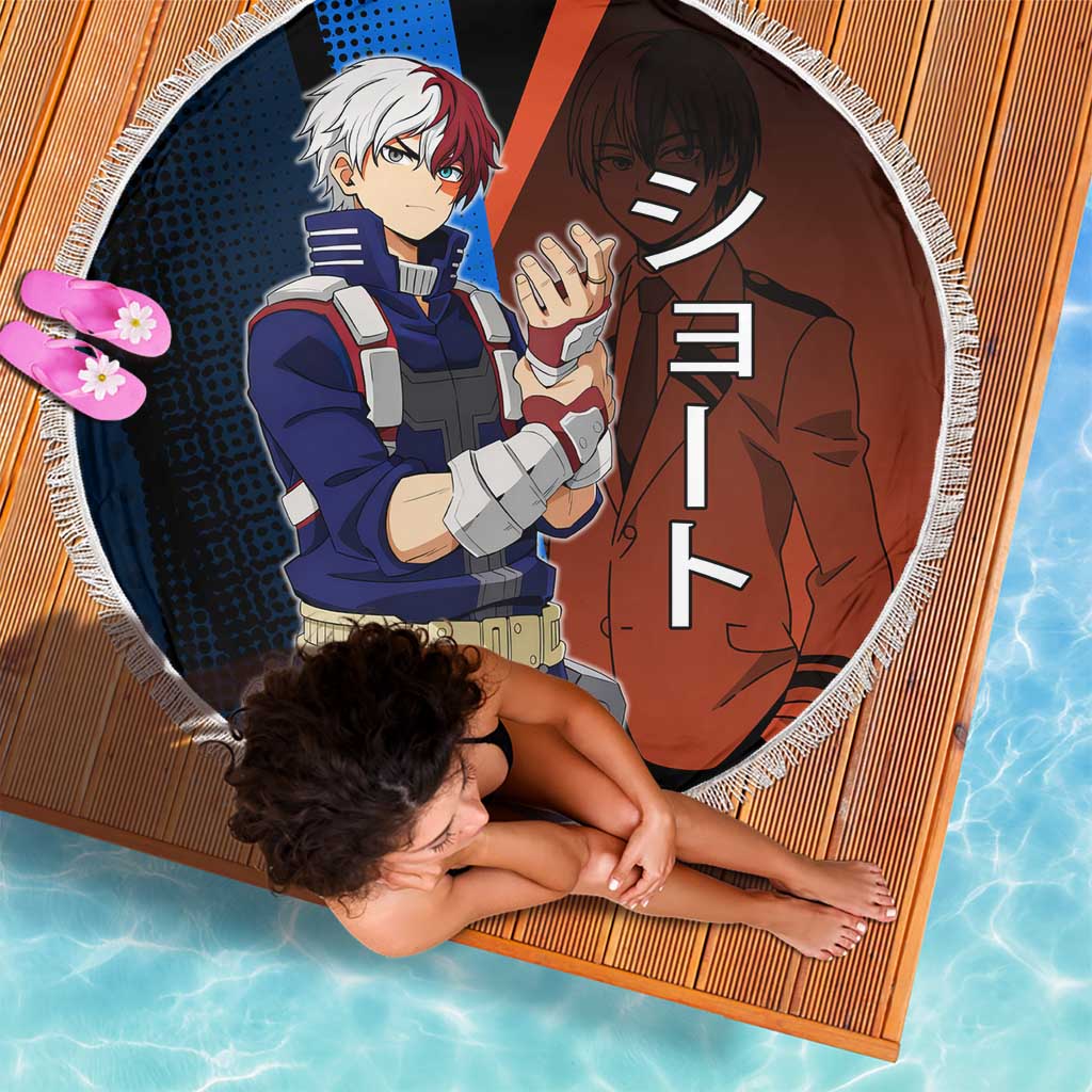 Shoto Todoroki Half-Cold Half-Hot Beach Blanket Japanese Comic Book Style