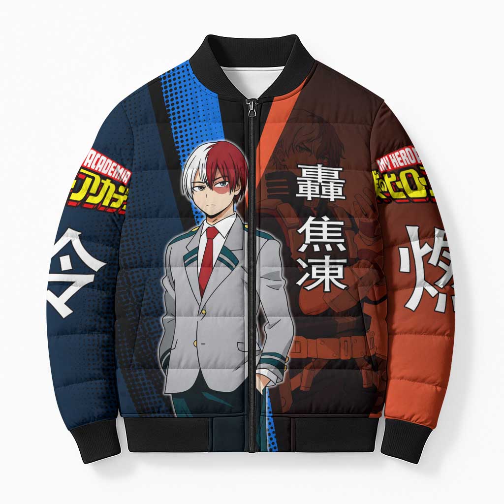 Shoto Todoroki Half-Cold Half-Hot Bomber Puffer Jacket Japanese Comic Book Style