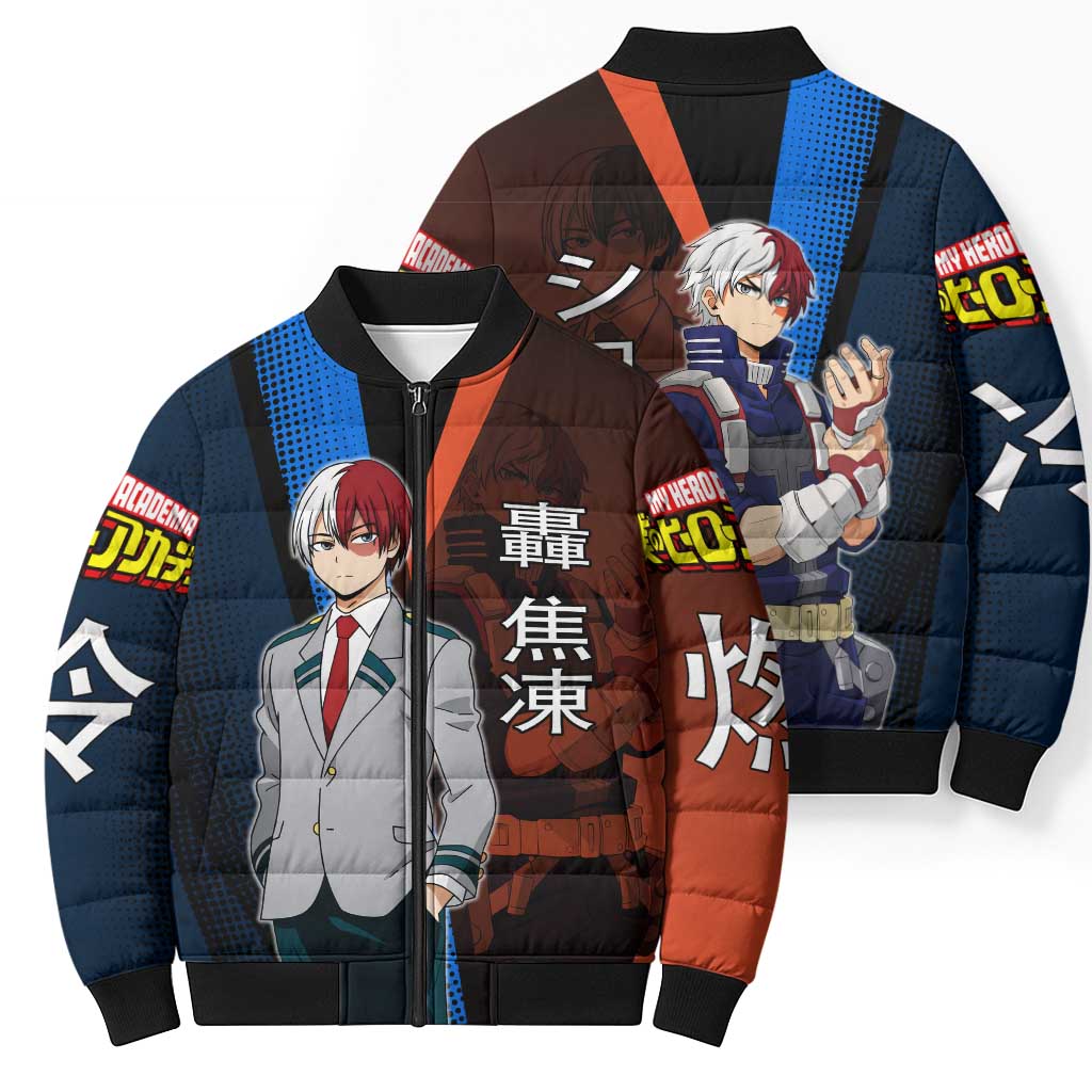 Shoto Todoroki Half-Cold Half-Hot Bomber Puffer Jacket Japanese Comic Book Style