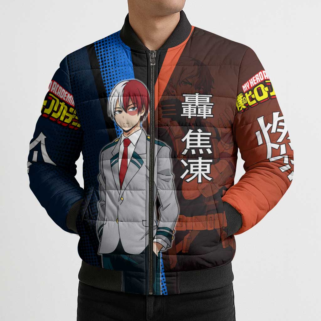Shoto Todoroki Half-Cold Half-Hot Bomber Puffer Jacket Japanese Comic Book Style