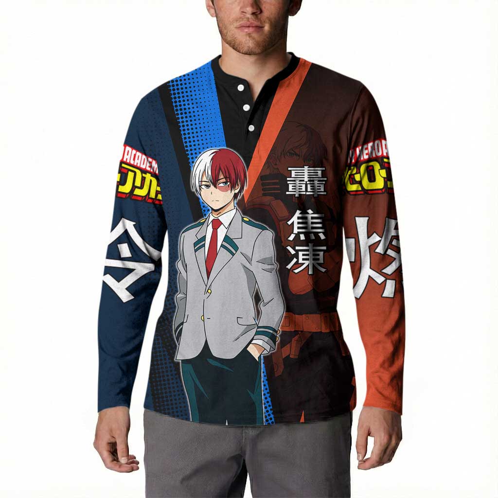 Shoto Todoroki Half-Cold Half-Hot Button Sweatshirt Japanese Comic Book Style